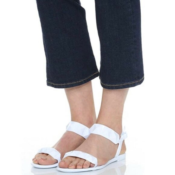 Rebecca Minkoff Womens Jana Ankle Strap Jelly Sandals Whiteβ Studs Buckle 5.5 - Picture 1 of 7